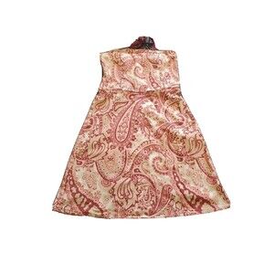 Womens Strapless Dress Sz 6 Mid Thigh Paisley Fit Flare Summer  Old Navy